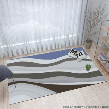現(xiàn)代抽像灰藍(lán)色布紋地毯地墊