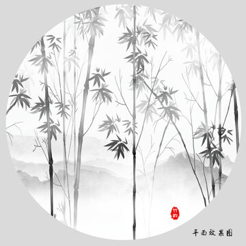 黑白竹影