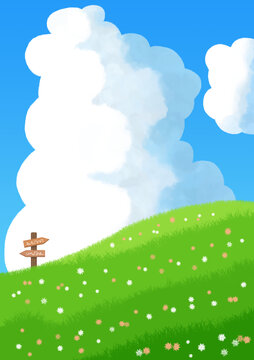 藍(lán)天白云風(fēng)景旅游插畫海報