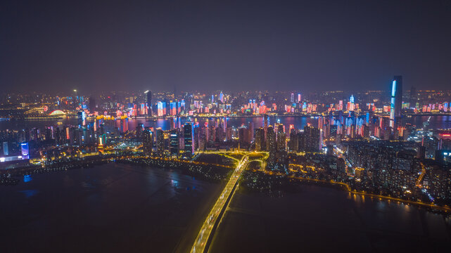 武汉高楼大厦夜景