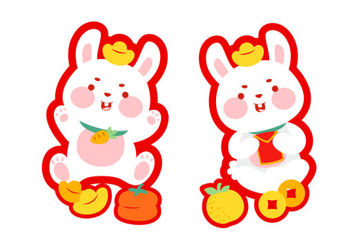 卡通兔子生肖新年圖案