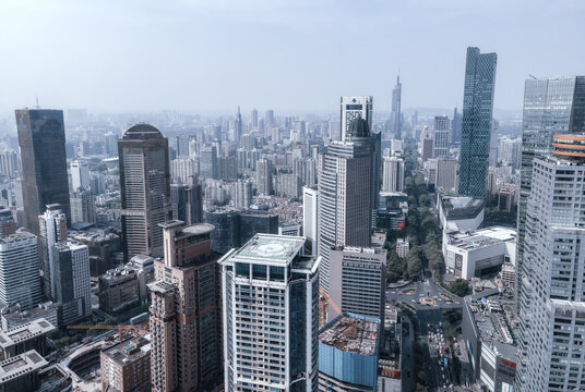 航拍南京城市建设
