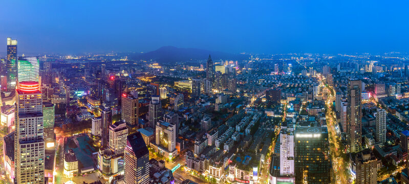 航拍南京城市夜景