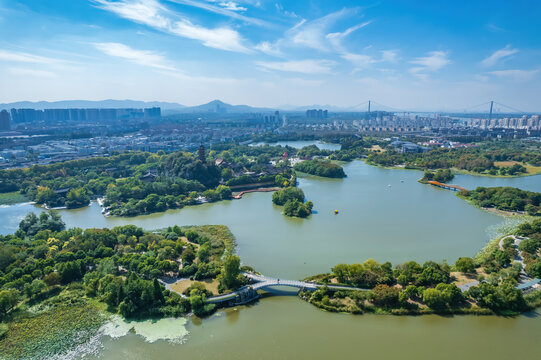 航拍江苏镇江城市景观全景