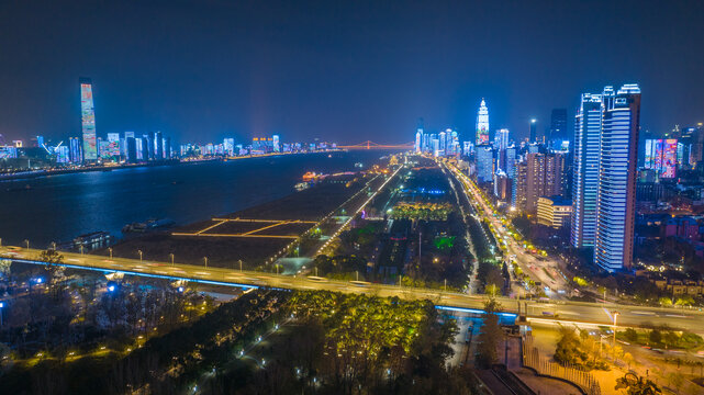 汉口江滩夜景航拍