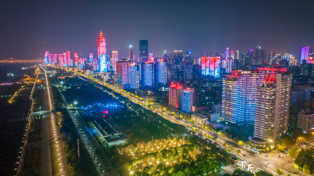 汉口高楼大厦夜景