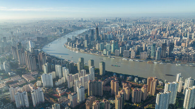 上海黄浦江大景航拍