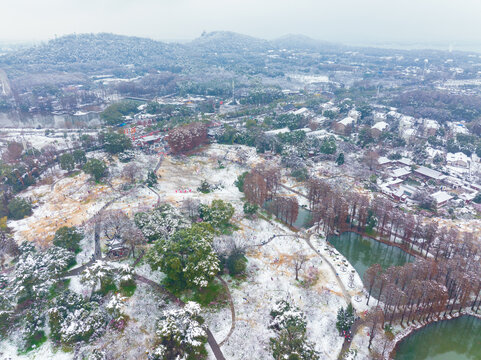 武汉东湖磨山风景区冬季雪景