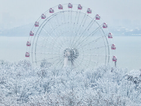 武汉东湖磨山风景区冬季雪景