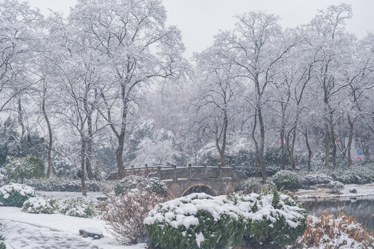 武汉东湖磨山风景区冬季雪景