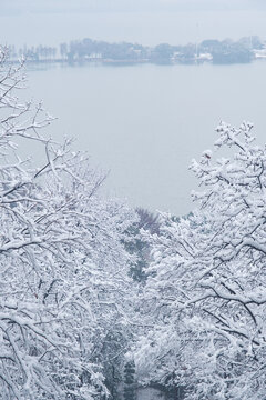 武汉东湖磨山风景区冬季雪景