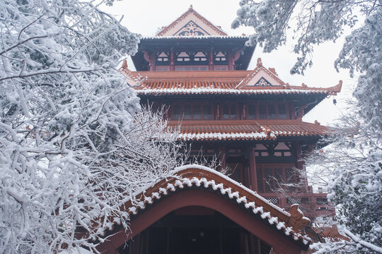 武汉东湖磨山风景区冬季雪景