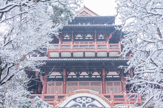 武汉东湖磨山风景区冬季雪景