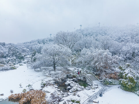 武汉东湖磨山风景区冬季雪景