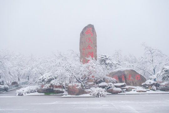 武汉东湖磨山风景区冬季雪景