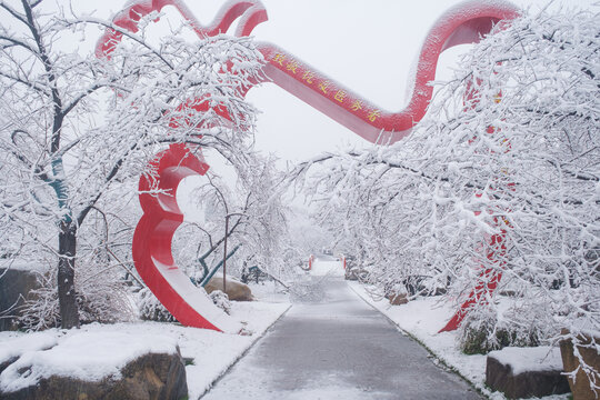 武汉东湖磨山风景区冬季雪景