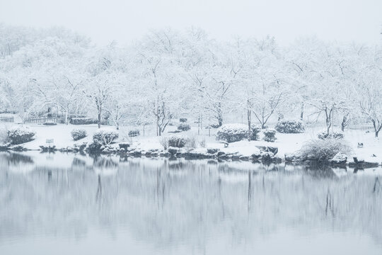 武汉东湖磨山风景区冬季雪景