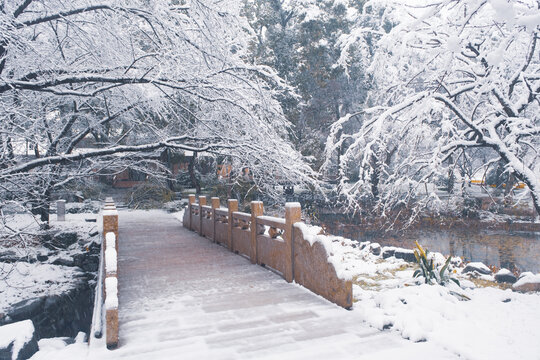 武汉东湖磨山风景区冬季雪景