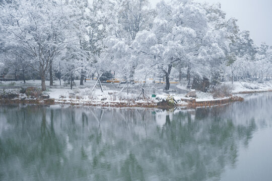 武汉东湖磨山风景区冬季雪景