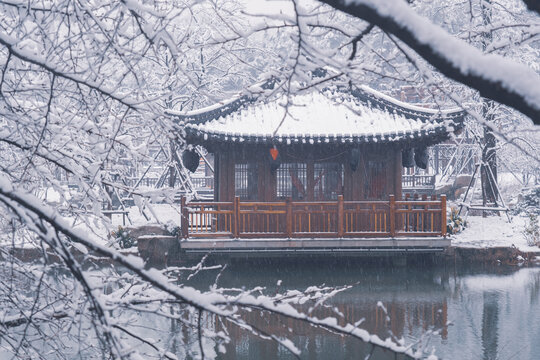 武汉东湖磨山风景区冬季雪景