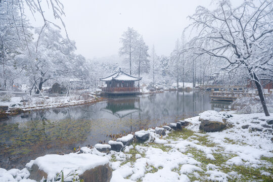 武汉东湖磨山风景区冬季雪景