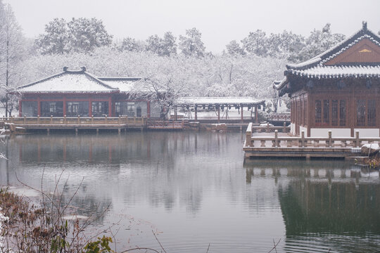 武汉东湖磨山风景区冬季雪景