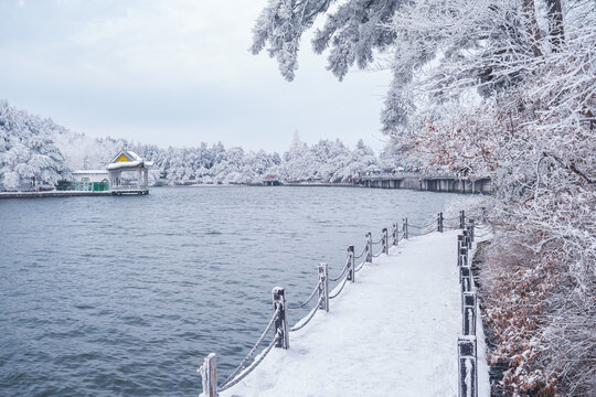 江西庐山风景区雪景风光