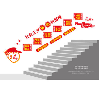 核心價值觀樓道墻