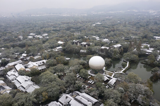 浙江杭州西溪湿地公园学姐航拍