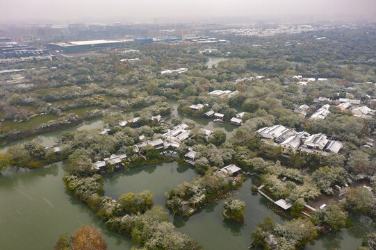 浙江杭州西溪湿地公园学姐航拍