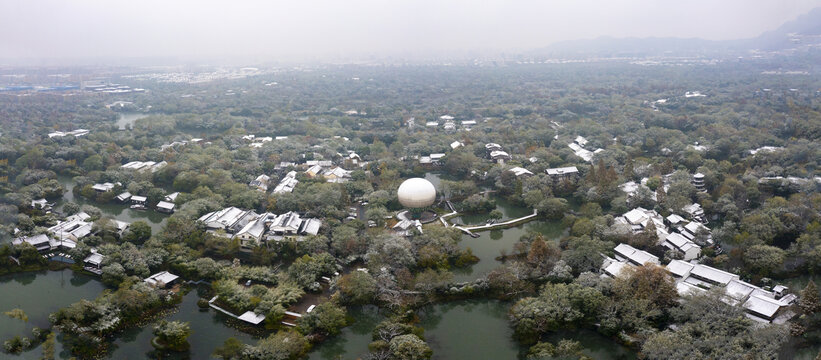 浙江杭州西溪湿地公园学姐航拍