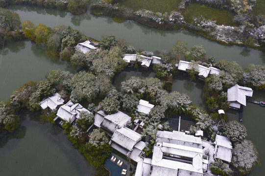 浙江杭州西溪湿地公园学姐航拍