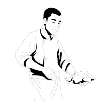 男人手捧鴨子造型