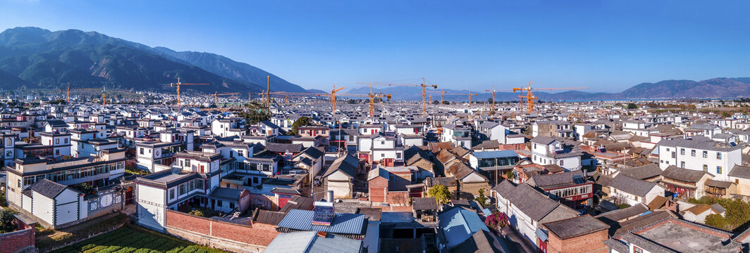 大理喜洲民宿建筑航拍全景