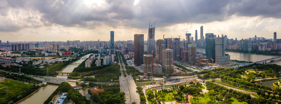 广州琶洲城市建筑全景航拍