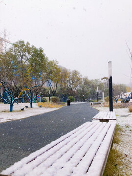 小寨公园雪景