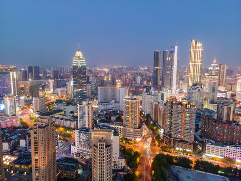 航拍江苏无锡城市夜景