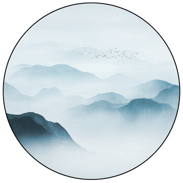 新中式山水背景墻