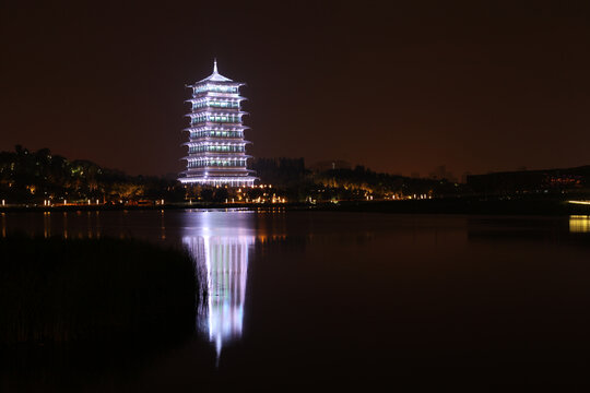 陕西西安世博园长安塔夜景