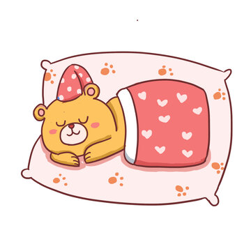 動物冬眠手繪卡通元素
