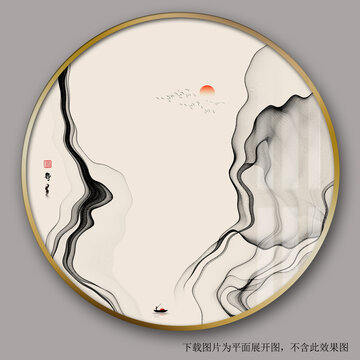 水墨線條裝飾掛畫(huà)