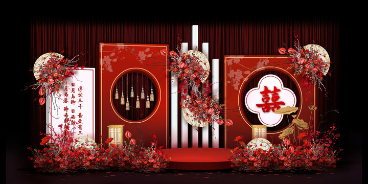 中式婚禮手繪效果圖