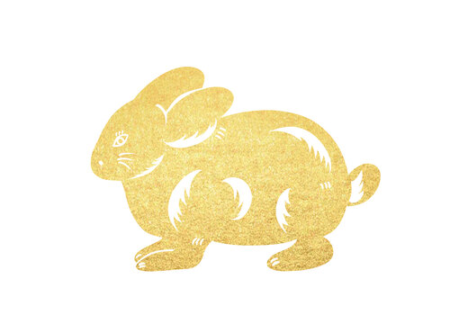 兔年燙金兔子剪紙新年元素