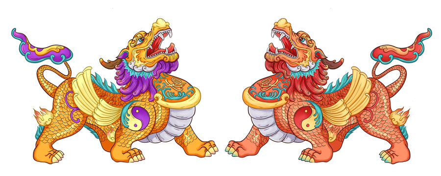 國潮神獸瑞獸貔貅插畫