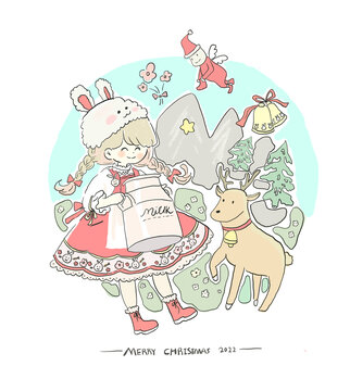 小清新圣誕節(jié)插畫