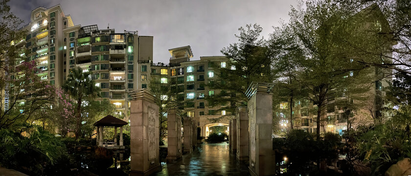 花园住宅小区景观造型夜景