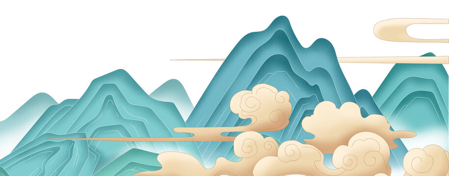 山川云霧風(fēng)景插畫