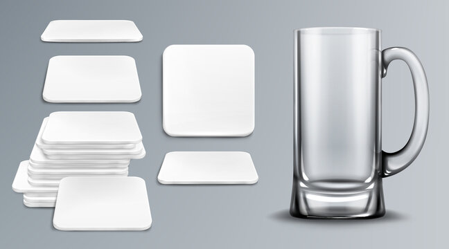 玻璃杯和杯垫创意设计样机