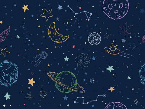 繽紛月亮星球插圖