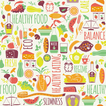健康食物四方连续纹样插图